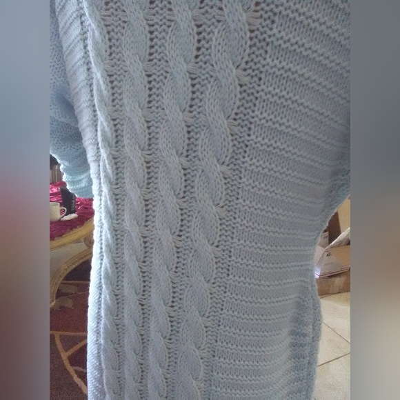 BNWOT SWEATER DRESS KNITTED BABY BLUE SOFT  BEAUTIFUL (LENGTH to ANKLE) MAXI - Picture 2 of 6
